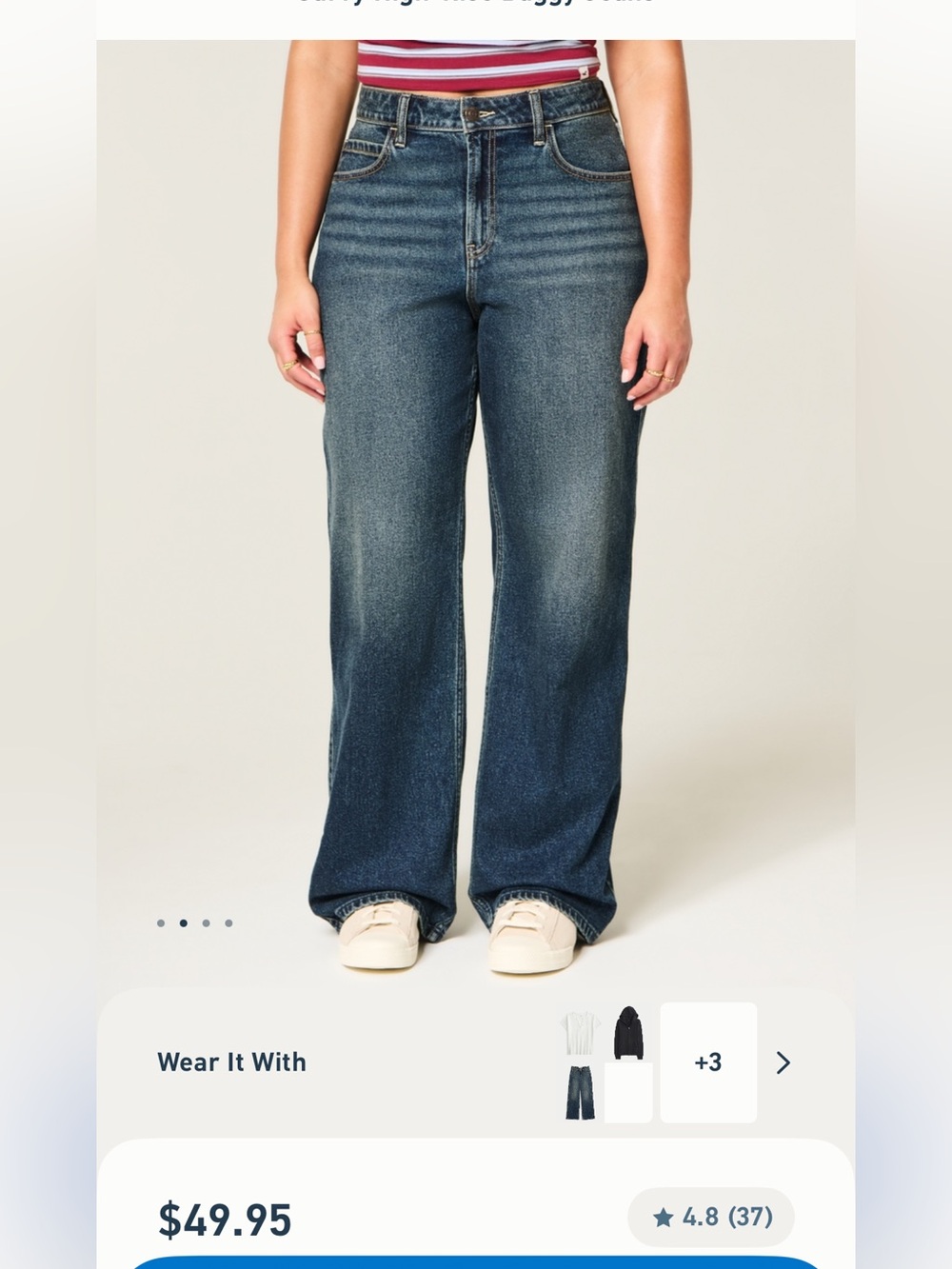 Hollister High-Rise Wide-Leg Jeans in Dark Indigo